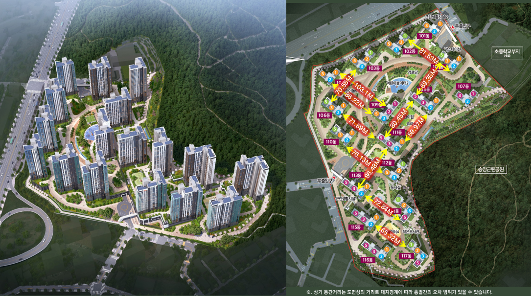 송암공원 중흥s클래스 3 송암공원 중흥s클래스 호수 및 단지 조경도